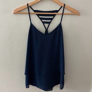 Navy Blue Naked Zebra Triangle Back Tank size Medium